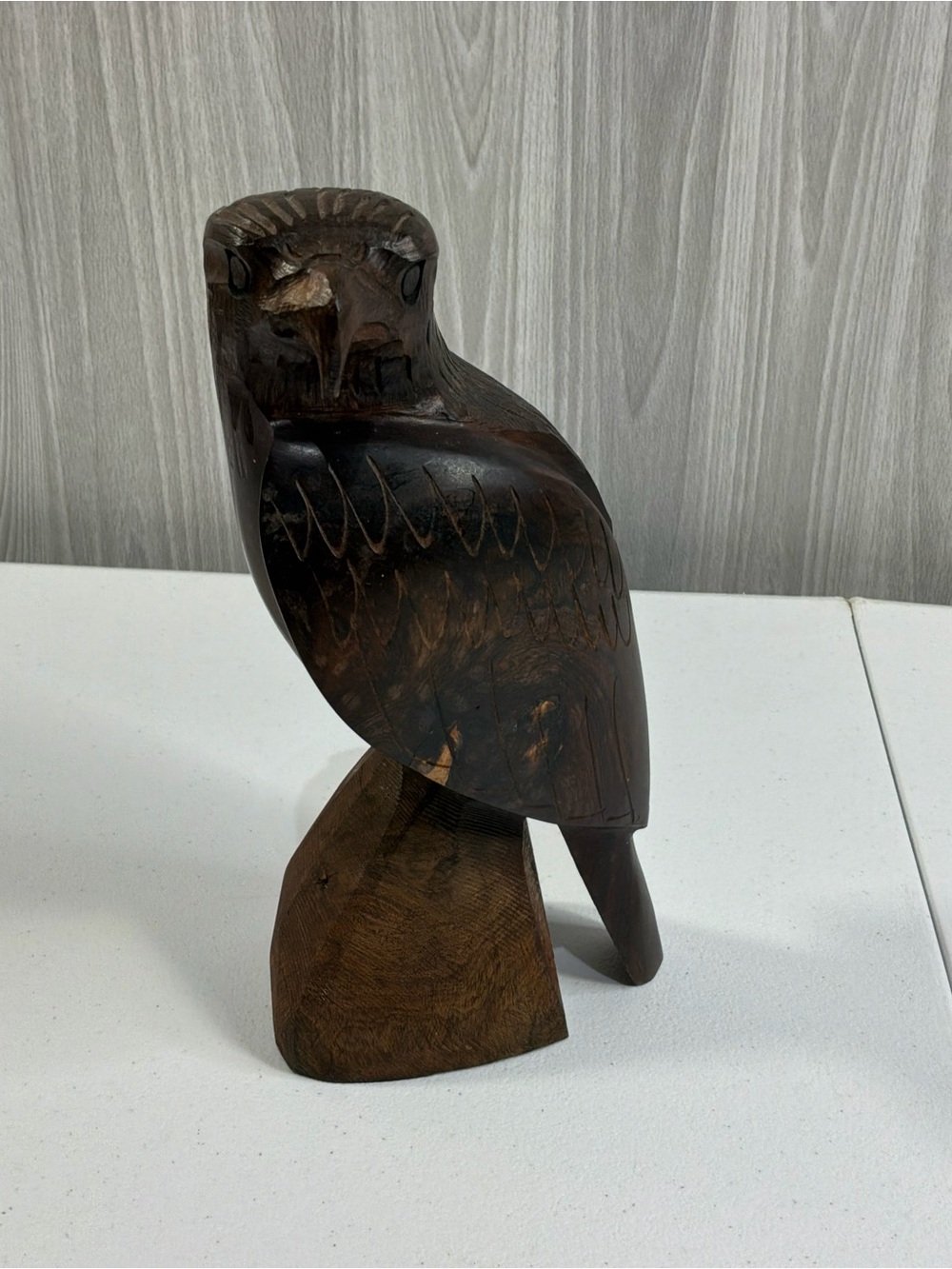 Vintage Ironwood Bird of Prey Art 9.5 “ Hand Carved Eagle Falcon Sculpture